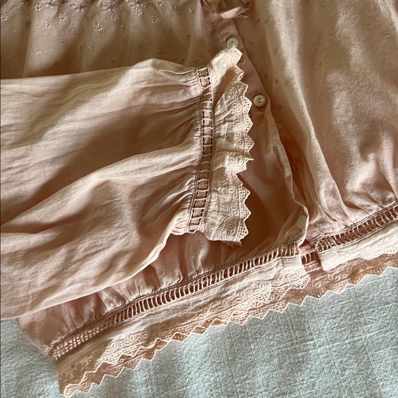 Doen 100% organic cotton pale Pink Textured Blouse cropped - Picture 4 of 11